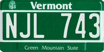 VT license plate NJL743
