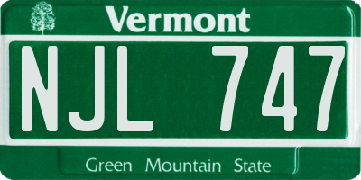VT license plate NJL747