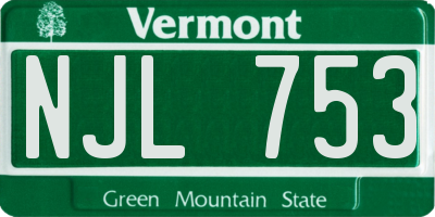 VT license plate NJL753