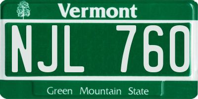 VT license plate NJL760