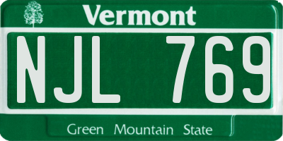 VT license plate NJL769