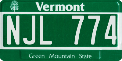 VT license plate NJL774