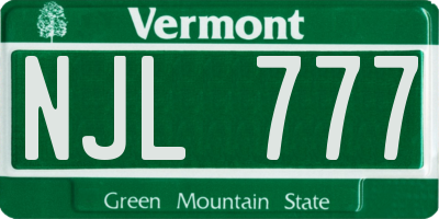 VT license plate NJL777