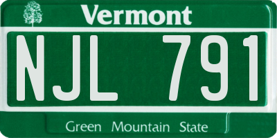 VT license plate NJL791