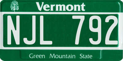 VT license plate NJL792