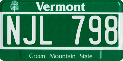 VT license plate NJL798