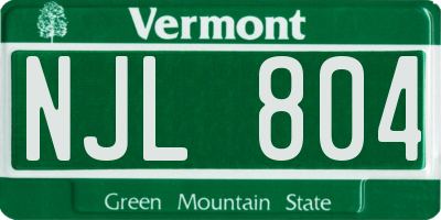 VT license plate NJL804