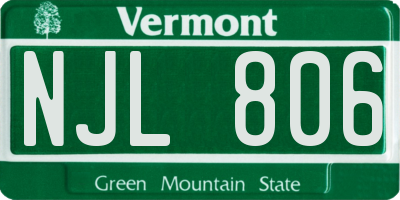 VT license plate NJL806