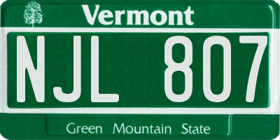 VT license plate NJL807