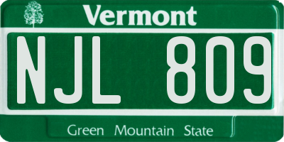 VT license plate NJL809