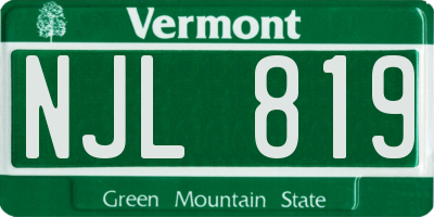 VT license plate NJL819