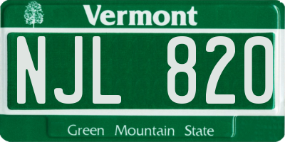VT license plate NJL820