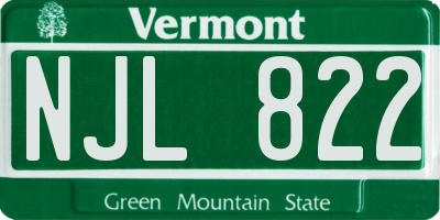 VT license plate NJL822