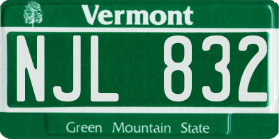 VT license plate NJL832