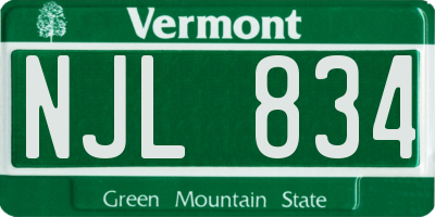 VT license plate NJL834