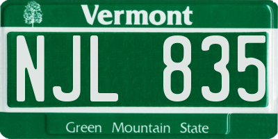 VT license plate NJL835