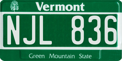 VT license plate NJL836