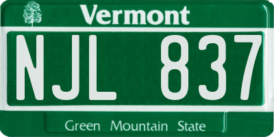 VT license plate NJL837