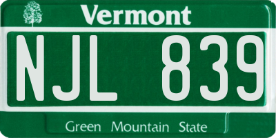 VT license plate NJL839
