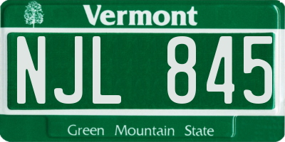 VT license plate NJL845