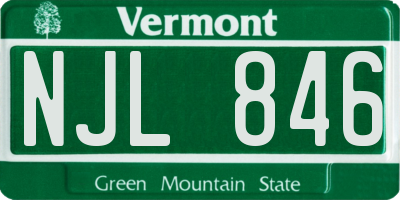 VT license plate NJL846