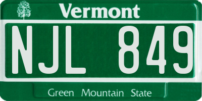 VT license plate NJL849