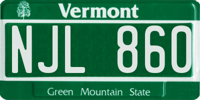 VT license plate NJL860