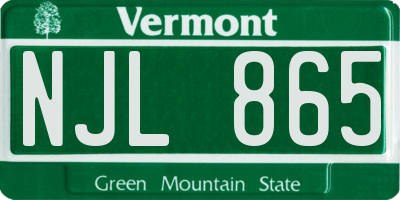 VT license plate NJL865
