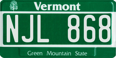 VT license plate NJL868