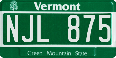 VT license plate NJL875