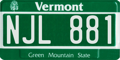 VT license plate NJL881