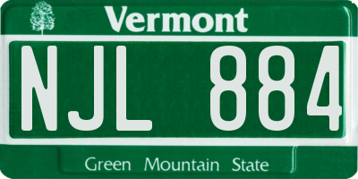VT license plate NJL884