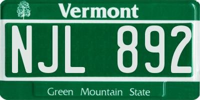 VT license plate NJL892
