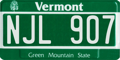 VT license plate NJL907