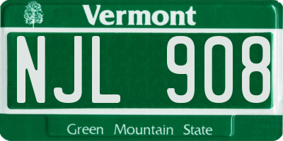 VT license plate NJL908