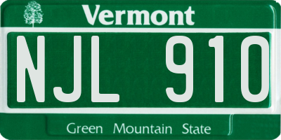 VT license plate NJL910