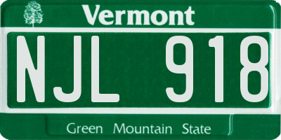 VT license plate NJL918
