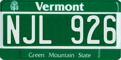 VT license plate NJL926
