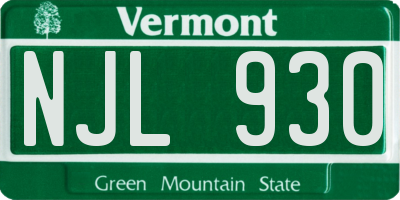 VT license plate NJL930