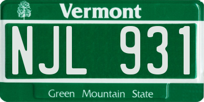 VT license plate NJL931