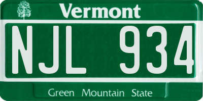 VT license plate NJL934