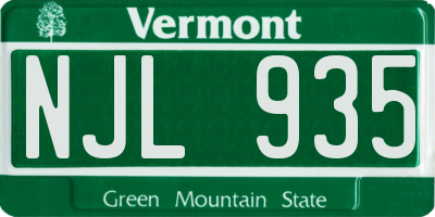 VT license plate NJL935
