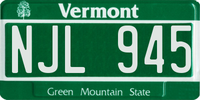 VT license plate NJL945