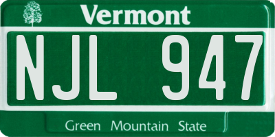 VT license plate NJL947