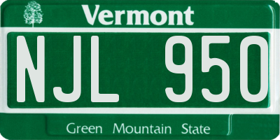 VT license plate NJL950