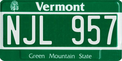 VT license plate NJL957