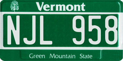 VT license plate NJL958