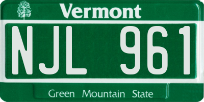 VT license plate NJL961