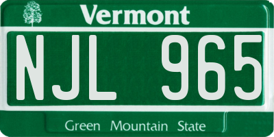 VT license plate NJL965