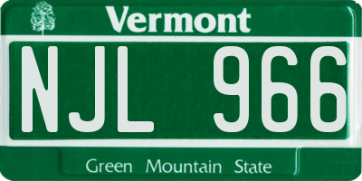 VT license plate NJL966
